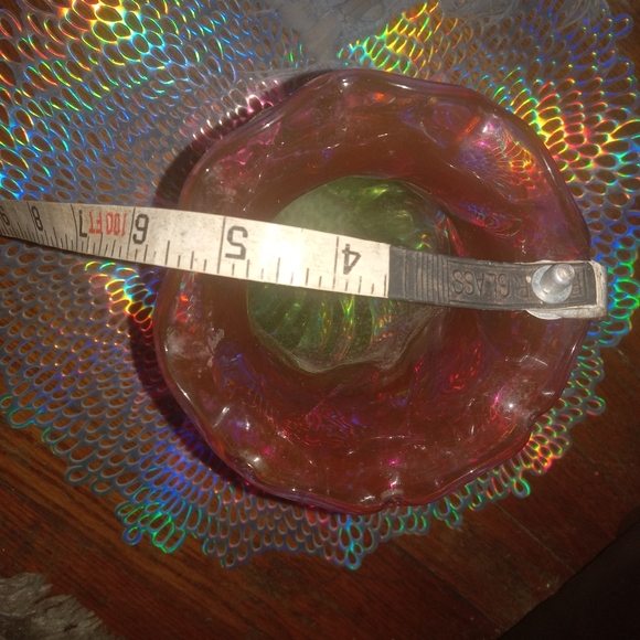 Vintage Hand-blown Teleflora Vase Watermelon Pink & Green Scallop Design 6.75" - Picture 3 of 4